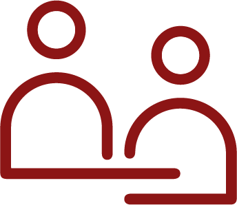 Icon showing two figures engaging in conversation