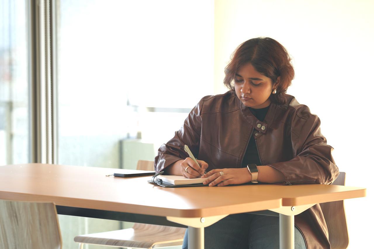 a student studying