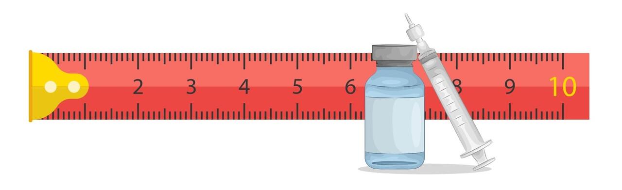 Illustration of a measuring tape and medication
