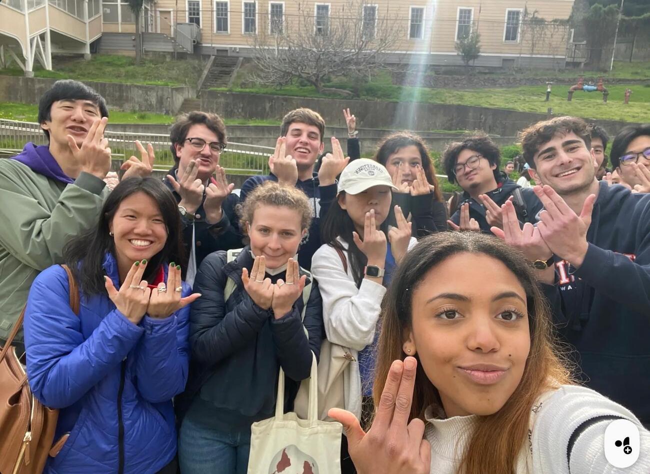Students from the Forum for American-Chinese Exchange at Stanford posing together.