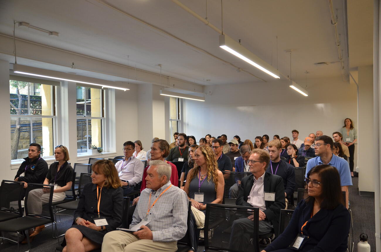 FSI scholars and alumni of the Ford Dorsey Master's in International Policy program listen to a panel discussion at the Freeman Spogli Institute for International Studies.