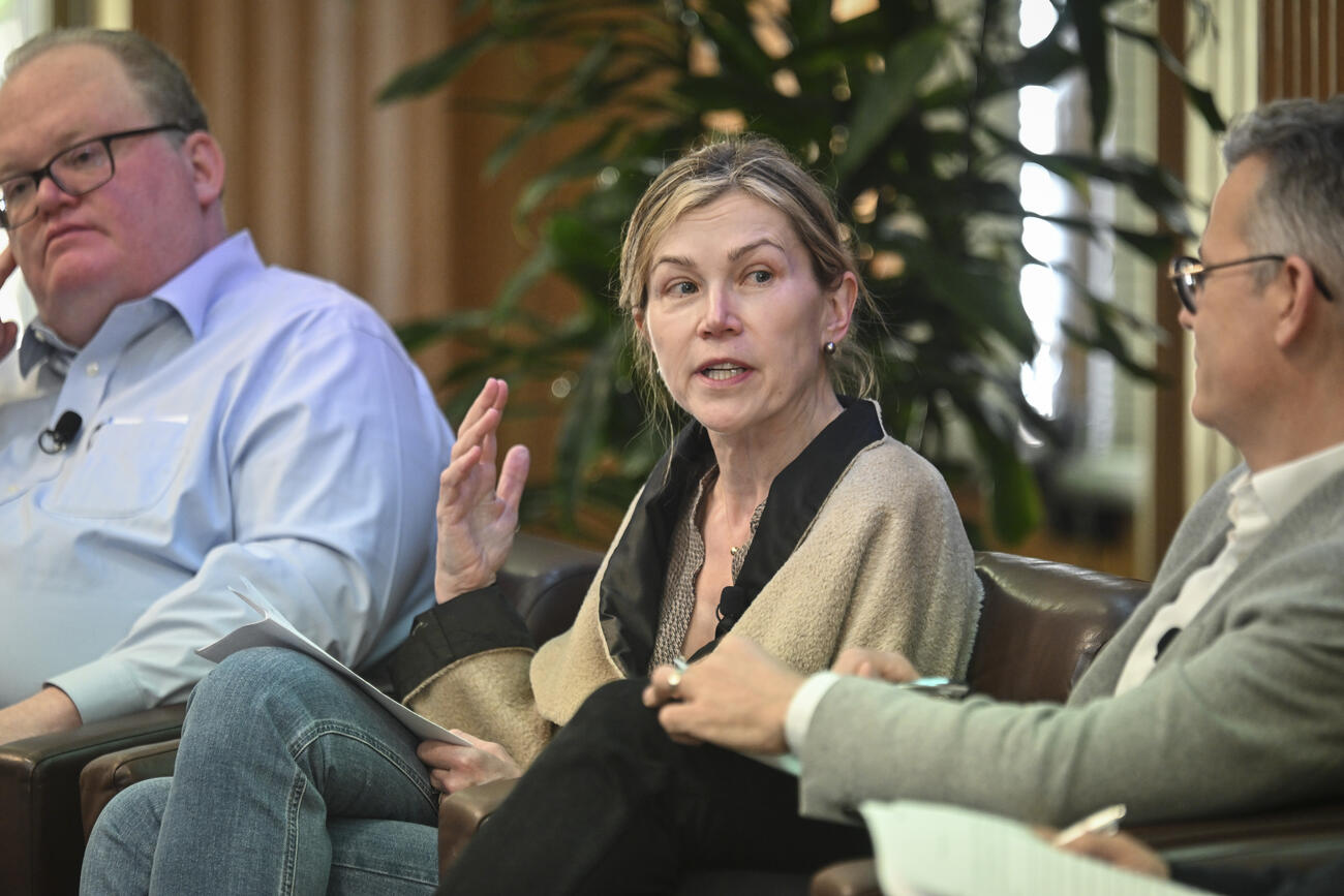 Panelist Anna Grzymała-Busse of FSI's The Europe Center speaks at the Global Trends and Geopolitics in 2026 event.