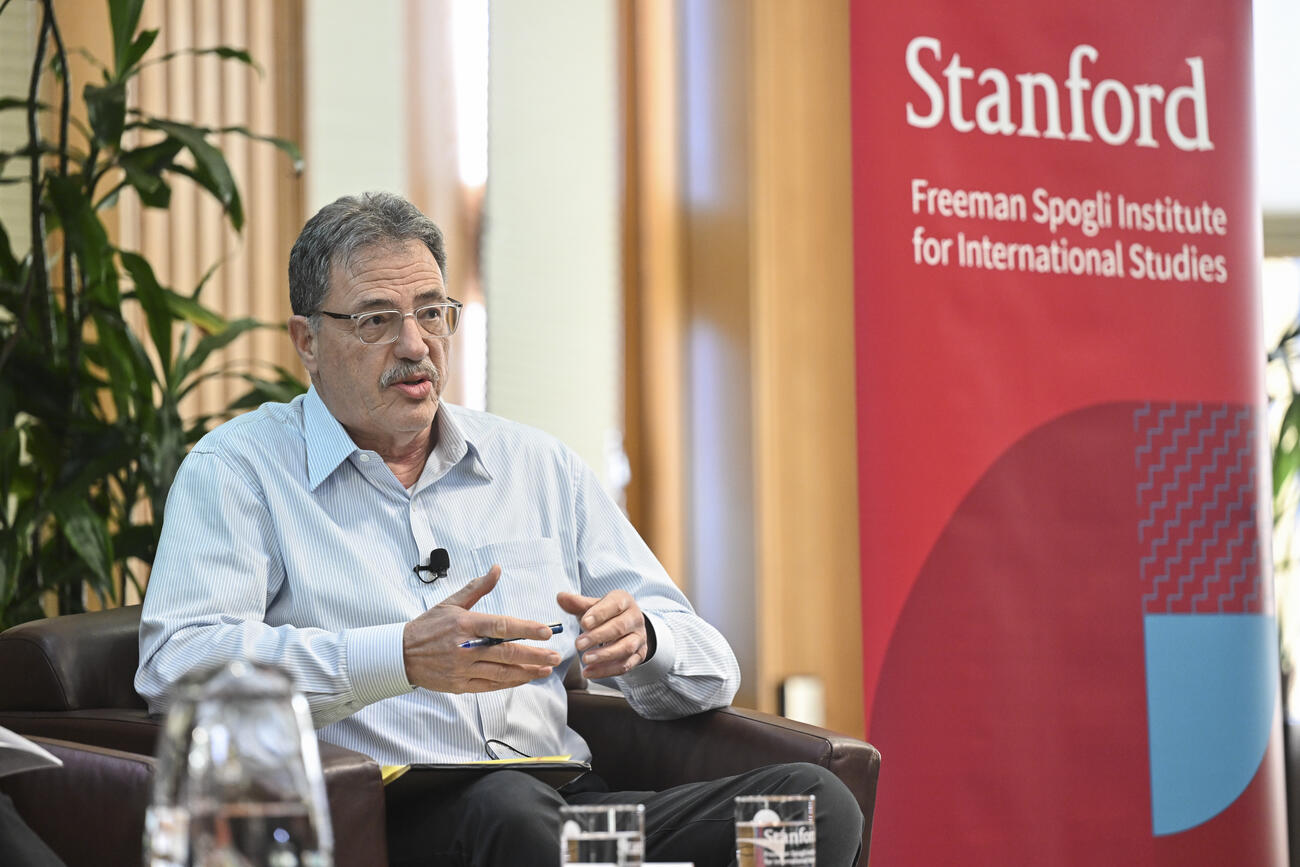 Panelist Larry Diamond of FSI's Center for Democracy, Development and the Rule of Law speaks at the Global Trends and Geopolitics in 2026 event.