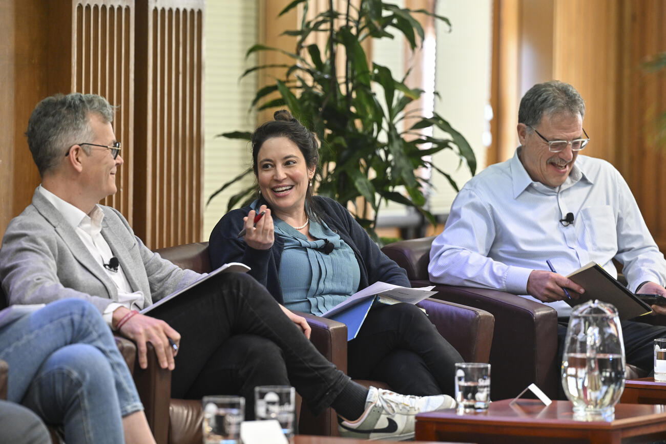 Panelist Or Rabinowitz of FSI's Jan Koum Israel Studies Program speaks at the Global Trends and Geopolitics in 2026 event.