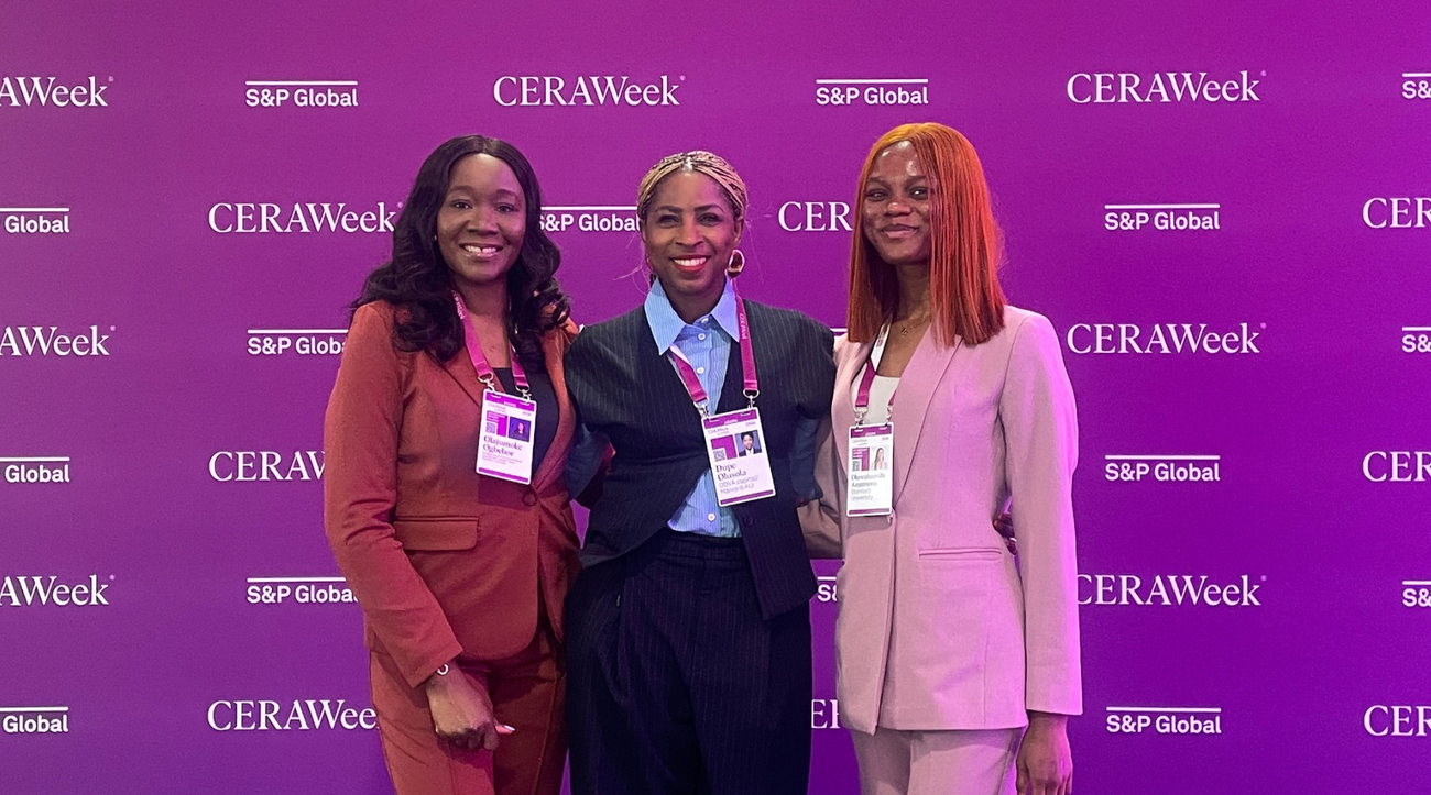 Oluwafunmibi Asunmonu at the CERAweek conference on energy infrastructure, technologies, and costs in Houston, Texas.