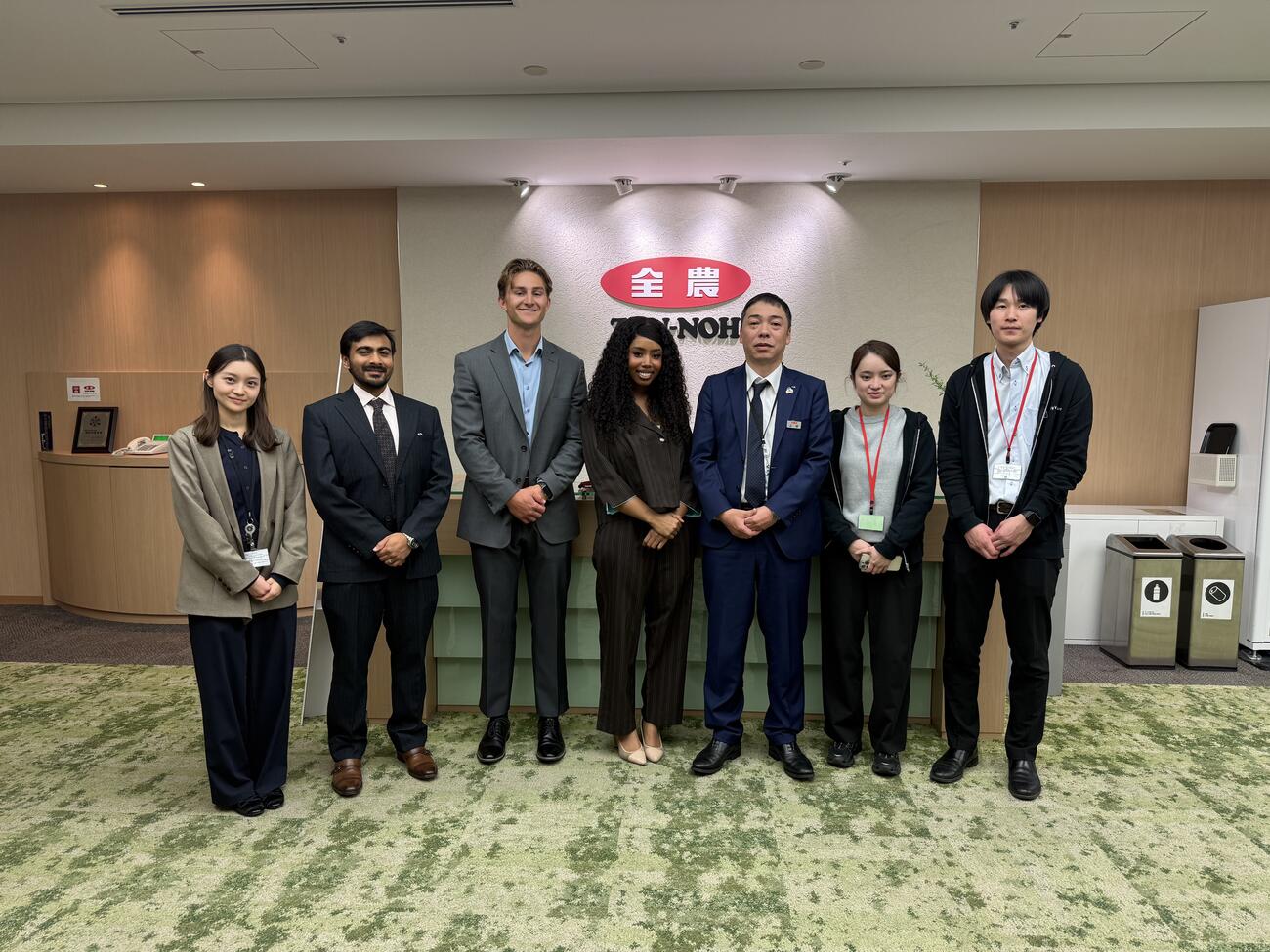 MIP students Ashraf Sabkha, Humzah Khan, Luke Anderson, and Kylie Jones with their capstone partners in Tokyo, Japan.