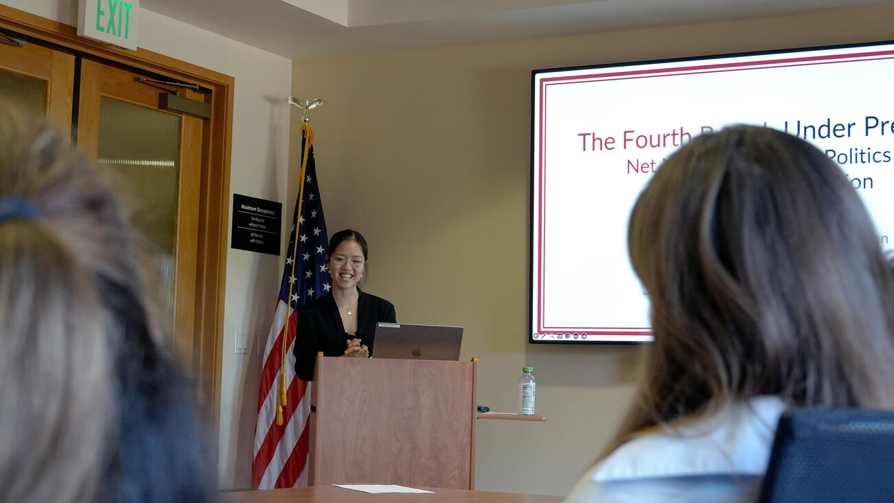Emma Wang presents her honors thesis