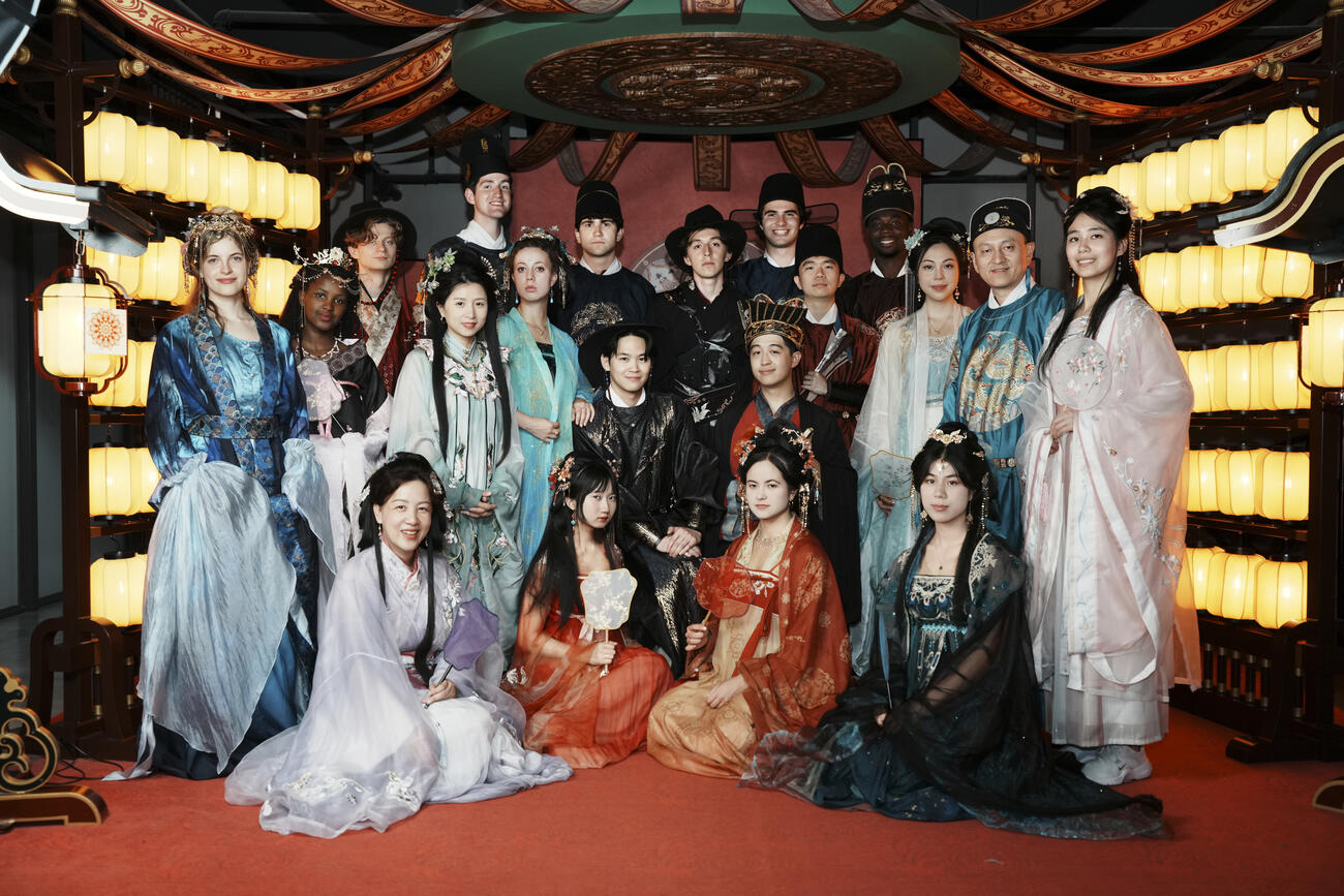 A group dresses up in traditional Chinese attire.
