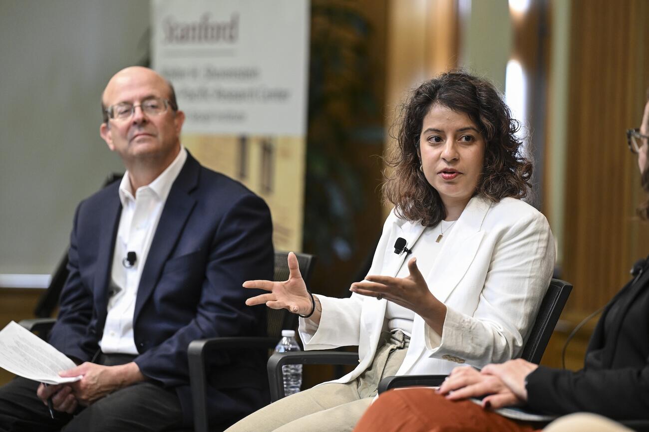 Shibani Mahatani at the 2026 Shorenstein Journalism Award panel discussion.