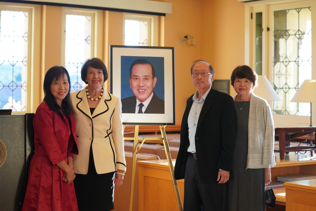 Susan Shirk poses with the Hsieh family. 