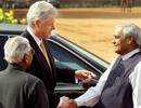 U.S. President Bill Clinton shaking hands with Indian Prime Minister Atal Behari Vajpayee
