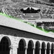 Composite image of Stanford Arcade and Pentagon Building