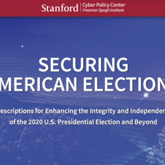 securing american elections written on cover of abstract encina hall