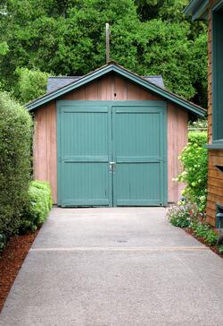 The HP garage in Palo Alto, where William Hewlett and David Packard started the Hewlett-Packard company.