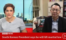 Gi-Wook Shin speaking to a BBC News host during a video interview.