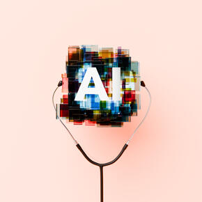 Illustration of AI and stethoscope