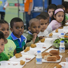 Students sit for school lunch at an elementary school in Silver Spring, Maryland. | Getty Images