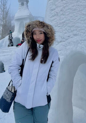 a person standing in the snow