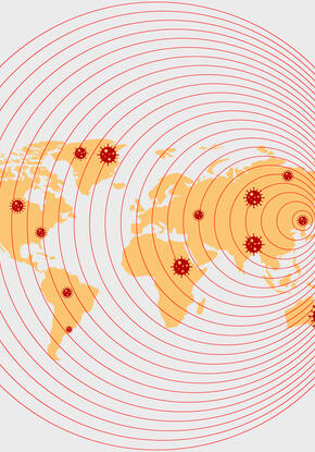 Illustration of global health and viruses