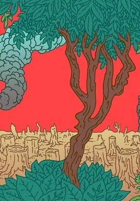 Illustration of charcoal kilns in Brazil 