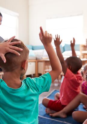 A teacher with preschool kids