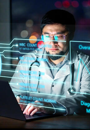 A photo illustration of an AI Agent for healthcare