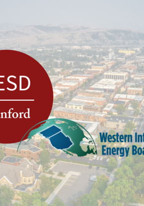 PESD and WIEB logos in front of Bozeman, MT skyline