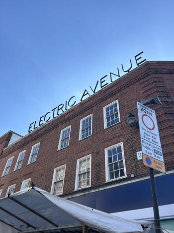 Building sign for Electric Avenue