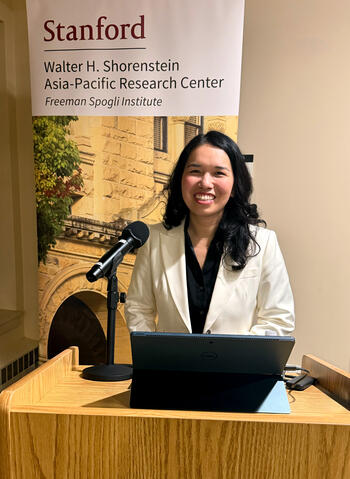 Image of Jessica Chen Weiss at the podium