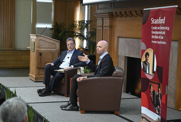 Journalist and author Amir Tibon spoke with Larry Diamond at the May 12 event.