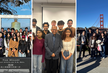 Three photos showing student groups focused on building U.S.-China, Indo-Pakistani, and U.S.-Japan relations.