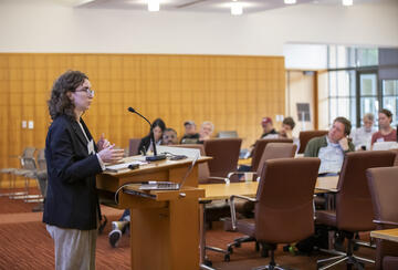 Ivetta Sergeeva presents during the 2024 Global Development Postdoctoral Fellows Conference