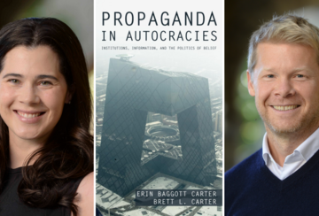 Erin Baggot Carter, book cover of "Propaganda in Autocracies," and Brett Carter