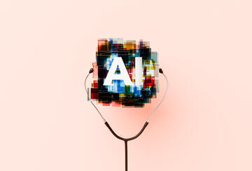 An illustration of AI and stethascope