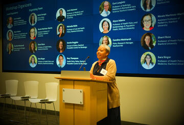 Stanford Health Policy's Alyce Adams addresses AI conference