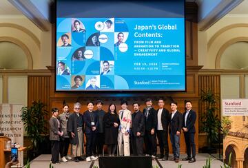 Participants gather for a group photo at the Japan’s Global Content Industries: Innovations and Reinventions in Film, Animation, and Traditional Culture conference. 