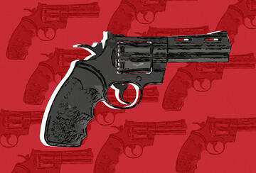 Illustration of a gun on red background