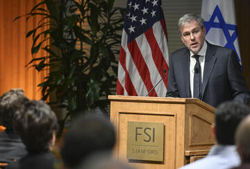 Bret Stephens delivered a keynote address at the inauguration celebration of CDDRL's Jan Koum Israel Studies Program on November 17, 2025.