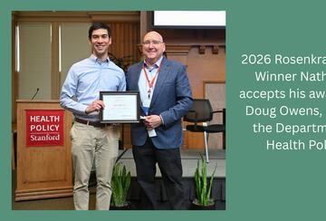 Nathan Lo accepts 2026 Rosenkranz Prize from Doug Owens