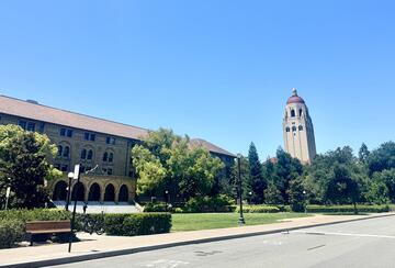 encina hall and hoover tower on Stanford campus