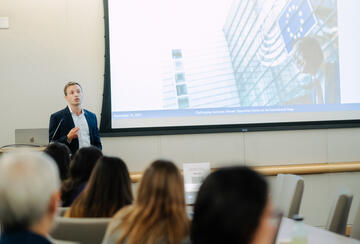 Oren Samet presented his research in September 2025 at the Global Development Postdoctoral Fellows Conference co-hosted by CDDRL and the King Center on Global Development.