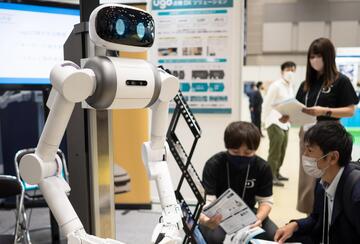 A service robot is displayed during the Japan Robot Week 2022 event, in Tokyo, Japan.