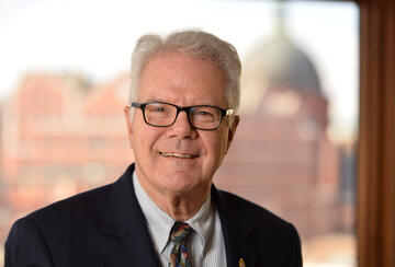David Lampton standing on Balcony of Falcon Lounge?