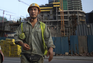 Chinese construction workers in Colombo, Sri Lanka