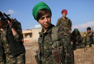 Female Kurdish Soldier in Syria
