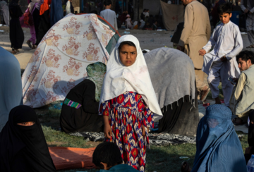 Displaced Afghans are seen at a makeshift IDP camp in Kabul.