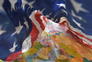 Image of map and American flag
