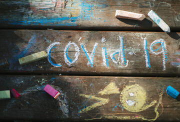 COVID-19 written in chalk 