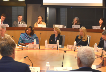 Deputy Secretary of Defense Kathleen Hicks and her team meet at the Hoover Institution with students and faculty from the Gordian Knot Center.