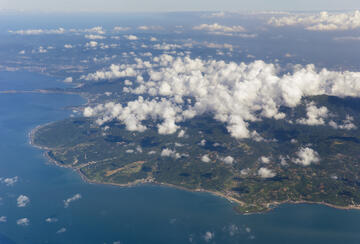 Taiwan island seen from mid-air.